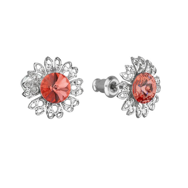 Náušnice bižuterie se Swarovski krystaly oranžová kytička 51042.3 padparadcha