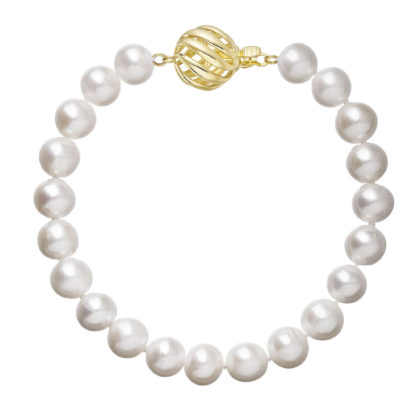 Perlový náramek z říčních perel se zapínáním ze 14 karátového zlata 923003.1/9264A bílý