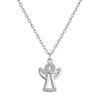 Stříbrný náhrdelník anděl se zirkony 12105.1