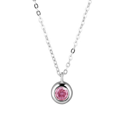 Stříbrný náhrdelník s růžovým zirkonem 12117.3 rose