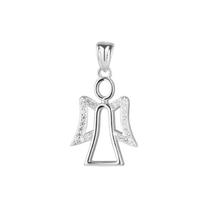 Stříbrný přívěsek anděl s křídly ze zirkónů 14042.1 crystal