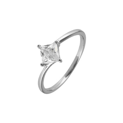 Stříbrný prsten se zirkonem čtverec bílý 15006.1 crystal