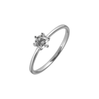 Stříbrný prsten s kulatým zirkonem bílý 15007.1 crystal