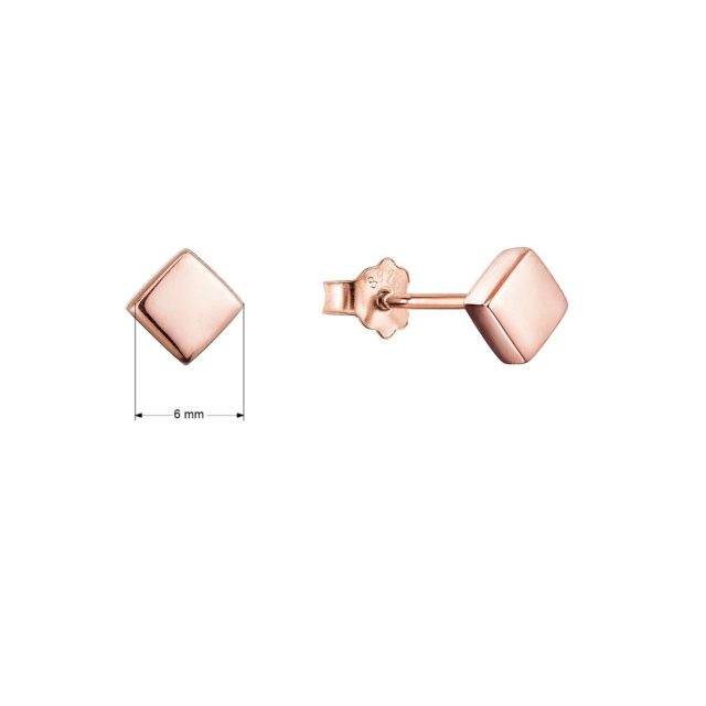 Pozlacené stříbrné náušnice čtverečky 61026 Rose Gold