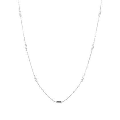Stříbrný náhrdelník s prvky rozloženými dokola řetízku 62019