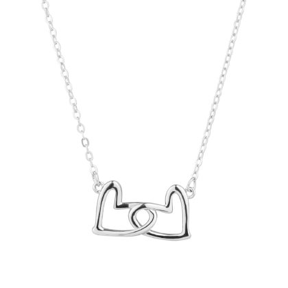 Stříbrný náhrdelník dvě spojená srdce 62020