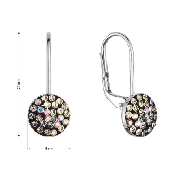 Stříbrné náušnice visací s krystaly Swarovski měsíční malé 31321.3 moonlight