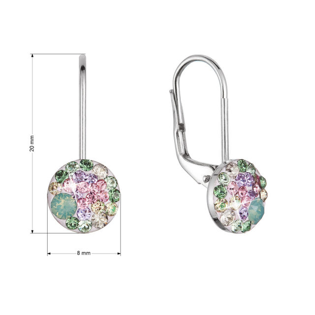 Stříbrné náušnice visací s krystaly Swarovski zelené malé 31321.3 sakura