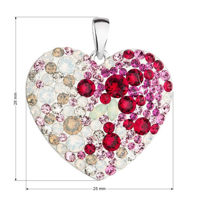 Stříbrný přívěsek s krystaly Swarovski mix barev srdce 34243.3 sweet love